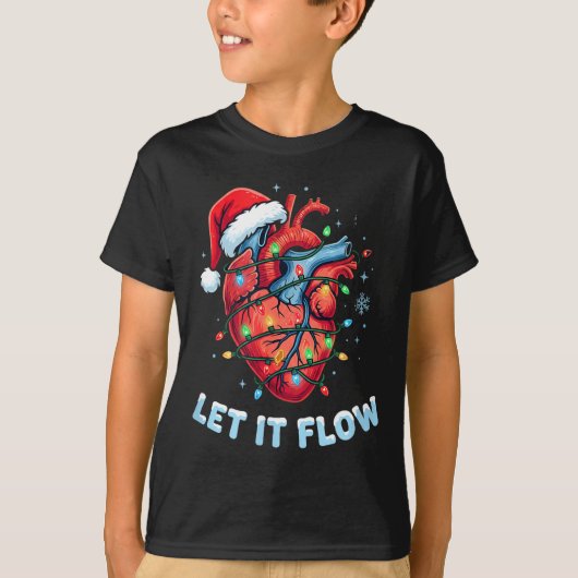 Funny Let It Flow Heart Anatomy Nurse Christmas  T-shirt (Voorkant)