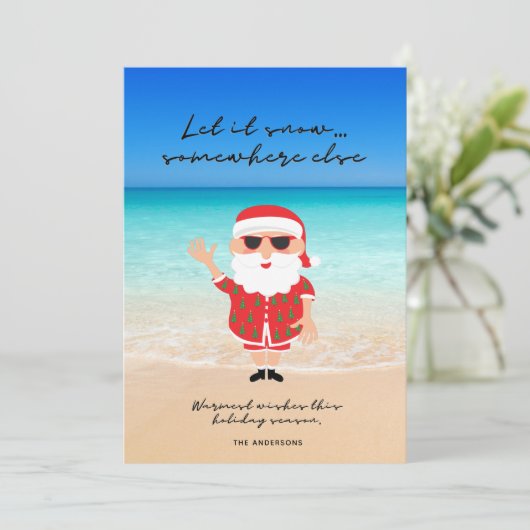 Funny Let op Snow Florida Santa Beach Kerstmis Feestdagenkaart (Staand voorkant)