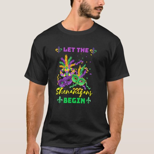 Funny Let the Shenanigans start, Cool Mardi Gras M T-shirt (Voorkant)