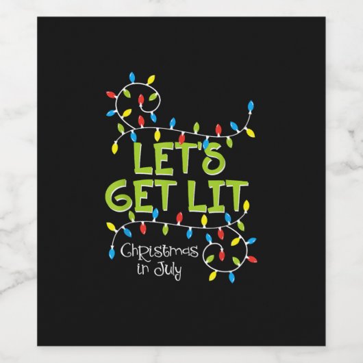 Funny Let's Get Lit Christmas Lights Wijn Etiket (Enkel label)