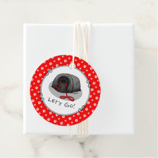 Funny Let's Go! for a Walk Pekingese Dog (black) Bedankjes Labels