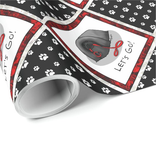 Funny Let's Go! for a Walk Pekingese Dog (black) Cadeaupapier (Rol Hoek)