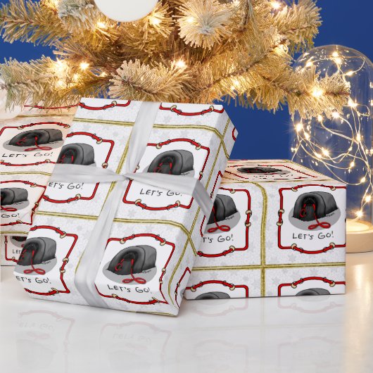 Funny Let's Go! for a Walk Pekingese Dog (black) Cadeaupapier (Feestdagen)