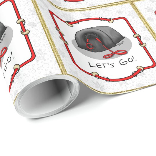 Funny Let's Go! for a Walk Pekingese Dog (black) Cadeaupapier (Rol Hoek)