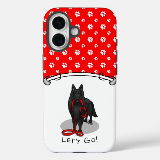 Funny Let's Go! Walk Belgian Sheepdog (black 1) Case-Mate iPhone Case (Achterkant)