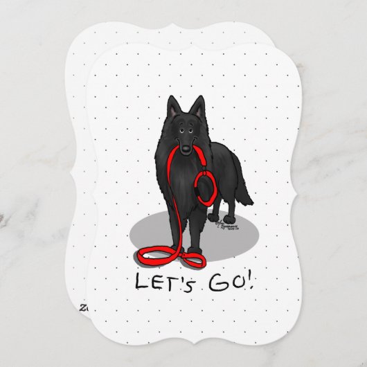 Funny Let's Go! Walk Belgian Sheepdog (black 1) Feestdagenkaart (Voorkant / Achterkant)