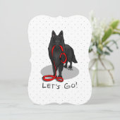 Funny Let's Go! Walk Belgian Sheepdog (black 1) Feestdagenkaart (Staand voorkant)