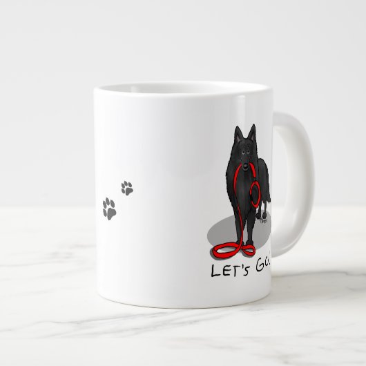 Funny Let's Go! Walk Belgian Sheepdog (black 1) Grote Koffiekop (Voorkant rechts)