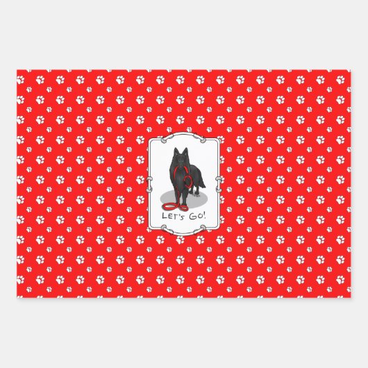 Funny Let's Go! Walk Belgian Sheepdog (black 1) Inpakpapier Vel (Voorkant)