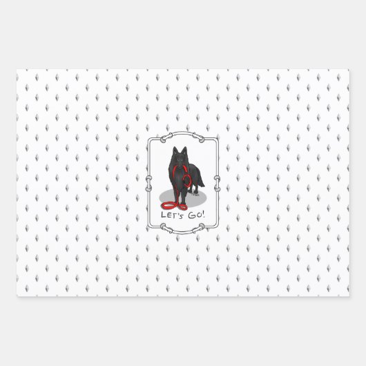 Funny Let's Go! Walk Belgian Sheepdog (black 1) Inpakpapier Vel (Voorkant 3)