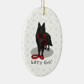 Funny Let's Go! Walk Belgian Sheepdog (black 1) Keramisch Ornament (Rechts)