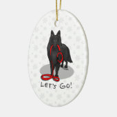 Funny Let's Go! Walk Belgian Sheepdog (black 1) Keramisch Ornament (Links)