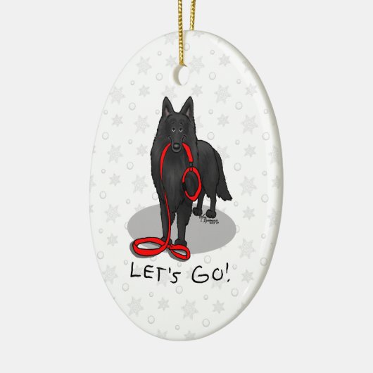 Funny Let's Go! Walk Belgian Sheepdog (black 1) Keramisch Ornament (Links)