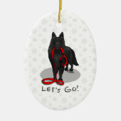 Funny Let's Go! Walk Belgian Sheepdog (black 1) Keramisch Ornament (Voorkant)