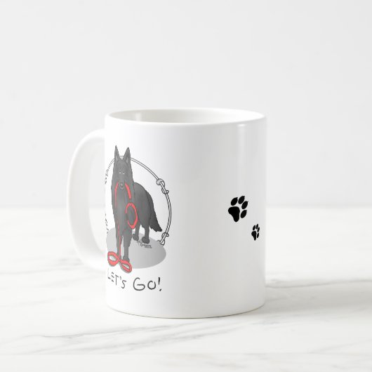 Funny Let's Go! Walk Belgian Sheepdog (black 1) Koffiemok (Voorkant links)