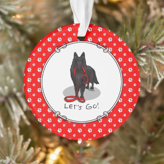 Funny Let's Go! Walk Belgian Sheepdog (black 1) Ornament (Boom)