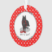 Funny Let's Go! Walk Belgian Sheepdog (black 1) Ornament (voorkant)