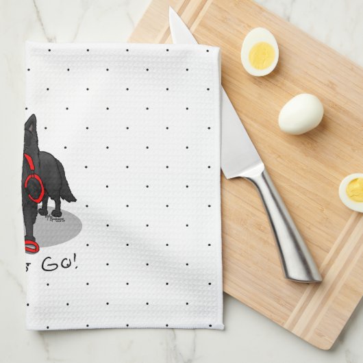 Funny Let's Go! Walk Belgian Sheepdog (black 1) Theedoek (Quarter Fold)