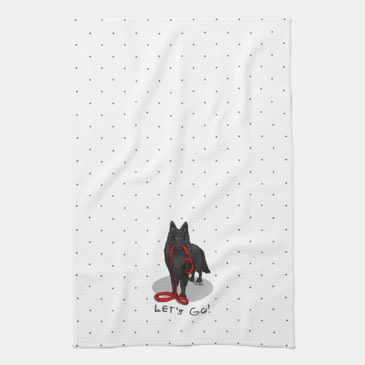 Funny Let's Go! Walk Belgian Sheepdog (black 1) Theedoek (Verticaal)