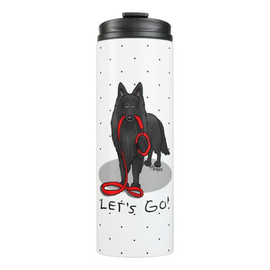 Funny Let's Go! Walk Belgian Sheepdog (black 1) Thermosbeker (Voorkant)