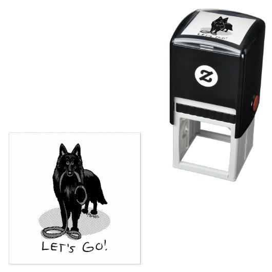 Funny Let's Go! Walk Belgian Sheepdog (black 1) Zelfinktende Stempel (In situ)