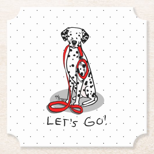 Funny Let's Go! Walk Dalmatian Dog (black 1) Kartonnen Onderzetters (Voorkant)