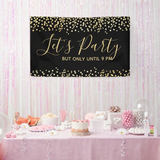 Funny Let's Party maar slechts tot 21.00 uur Spandoek (Feest)
