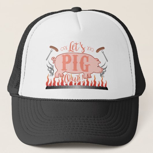 Funny Let's Pig Summer Outdoor BBQ Grill Trucker Pet (Voorkant)