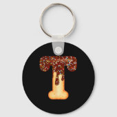 Funny Letter T Ice Cream Chocolate Sprinkles  Sleutelhanger (Voorkant)