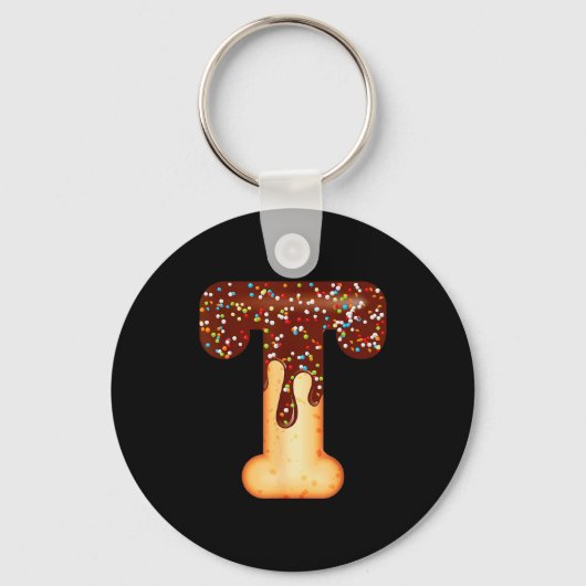 Funny Letter T Ice Cream Chocolate Sprinkles  Sleutelhanger (Voorkant)