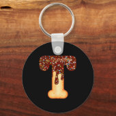 Funny Letter T Ice Cream Chocolate Sprinkles  Sleutelhanger (Voorkant)