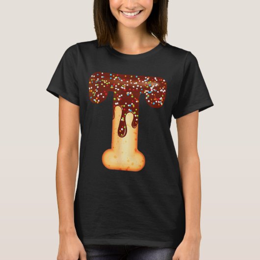 Funny Letter T Ice Cream Chocolate Sprinkles T-shirt (Voorkant)