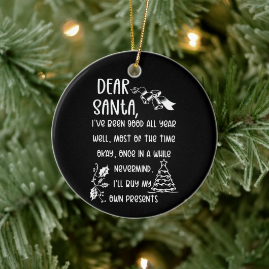 Funny Letter to Santa kerstcadeautjes Keramisch Ornament (Boom)