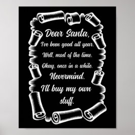 Funny Letter to Santa kerstcadeautjes Poster