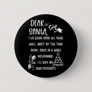 Funny Letter to Santa kerstcadeautjes Ronde Button 5,7 Cm