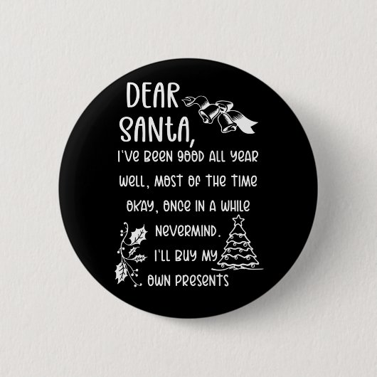 Funny Letter to Santa kerstcadeautjes Ronde Button 5,7 Cm (Voorkant)