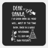 Funny Letter to Santa kerstcadeautjes Vierkante Sticker (Voorkant)