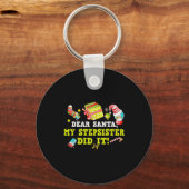 Funny Letter To Santa My Stepsister Did It Christm Sleutelhanger (Voorkant)