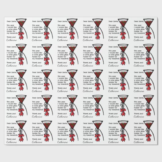 Funny Letter to Santa Treadmill Wine Glass Holder Cadeaupapier (Vlak)