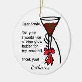 Funny Letter to Santa Treadmill Wine Glass Holder Keramisch Ornament (Links)