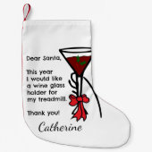 Funny Letter to Santa Treadmill Wine Glass Holder Kleine Kerstsok (Voorkant)