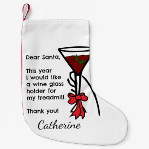 Funny Letter to Santa Treadmill Wine Glass Holder Kleine Kerstsok