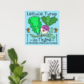 Funny Lettuce Turnip Thyme Vegetable Pun Cartoon Poster (Thuiskantoor)
