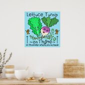 Funny Lettuce Turnip Thyme Vegetable Pun Cartoon Poster (Keuken)