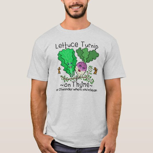 Funny Lettuce Turnip Thyme Vegetable Pun Cartoon T-shirt (Voorkant)