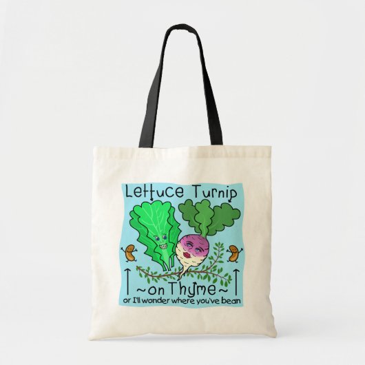 Funny Lettuce Turnip Thyme Vegetable Pun Cartoon Tote Bag (Voorkant)