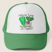 Funny Lettuce Turnip Thyme Vegetable Pun Cartoon Trucker Pet (Voorkant)