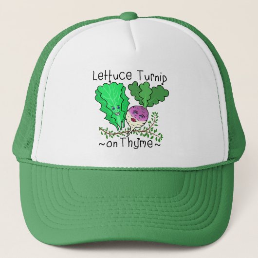 Funny Lettuce Turnip Thyme Vegetable Pun Cartoon Trucker Pet (Voorkant)