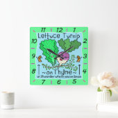 Funny Lettuce Turnip Thyme Vegetable Pun Cartoon Vierkante Klok (Huis)