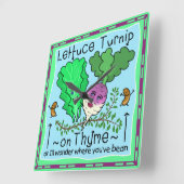 Funny Lettuce Turnip Thyme Vegetable Pun Cartoon Vierkante Klok (Hoek)